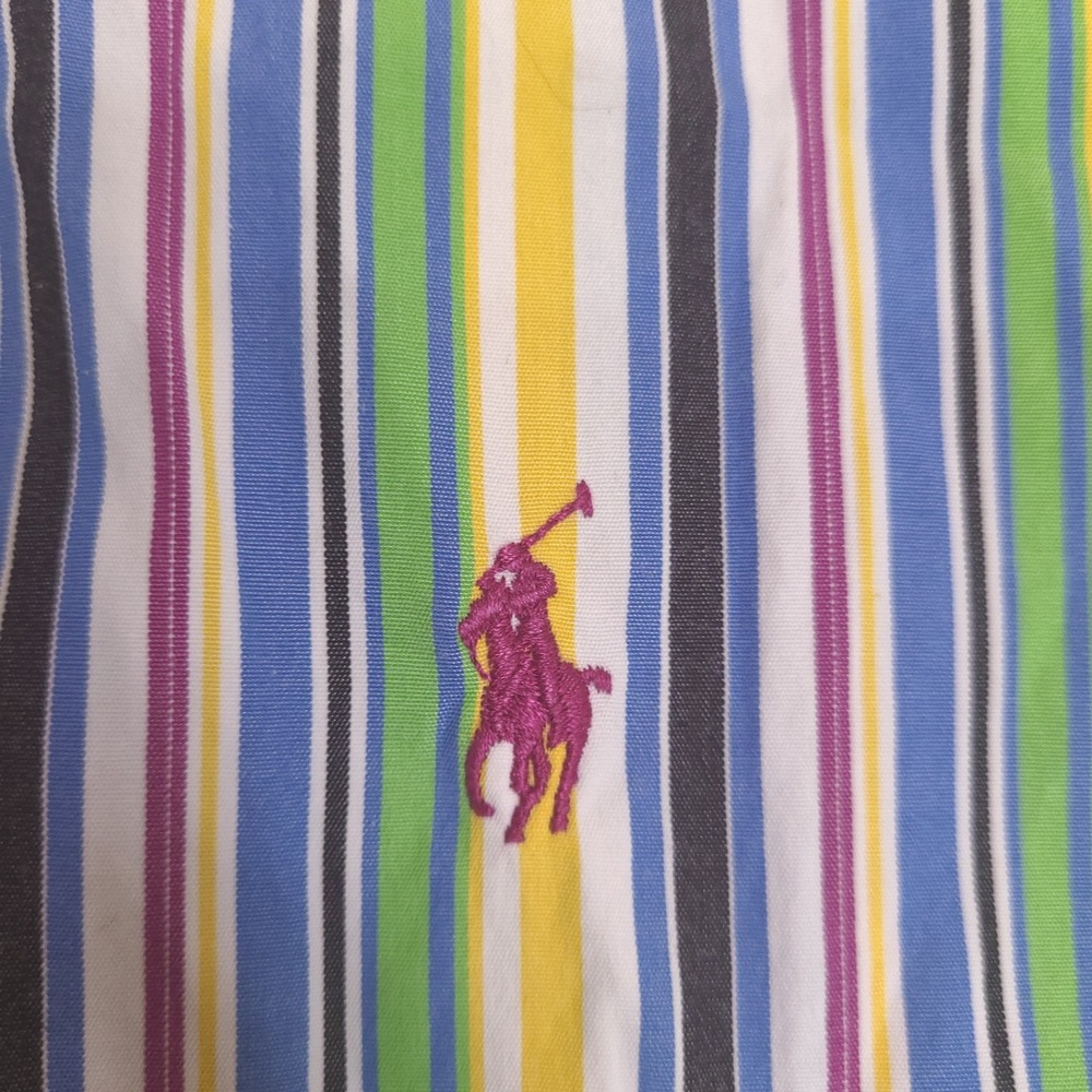 Vintage Ralph Lauren Shirt Mens XL Striped Button Classic Fit Preppy Colorful - Picture 2 of 12